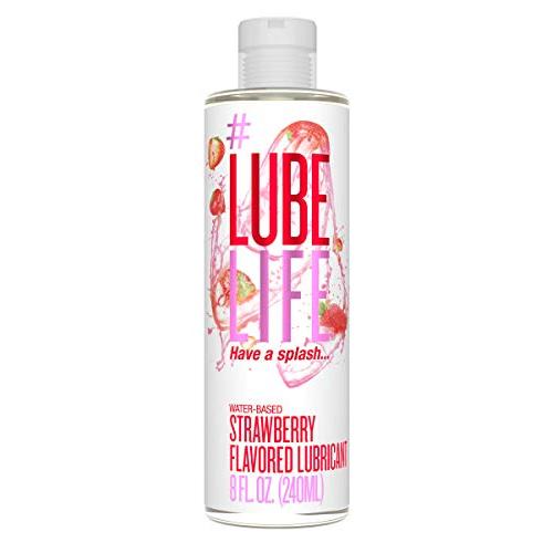 #LubeLife Strawberry Flavored Oral Use Personal Lubricant, 8 oz Sex Lube for Men, Women and Couples