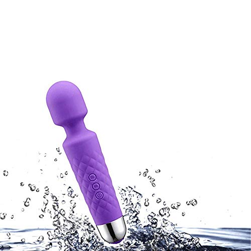 Wand Massager Waterproof USB Rechargeable Cordless Massager with 8 Speeds 20 Modes, Whisper Quiet, Waterproof, Handheld for Neck Shoulder Back Body Muscles Aches Sports Recovery – Purple by Shealth