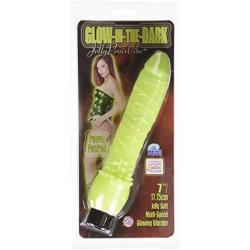 California Exotics Glow-In-The-Dark Jelly Penis Vibe, Green, 7"