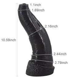 Sexbaby Realistic Animal Dildo Oversized Elephant Penis Female Masturbator Vaginal Massage for Women (Black)