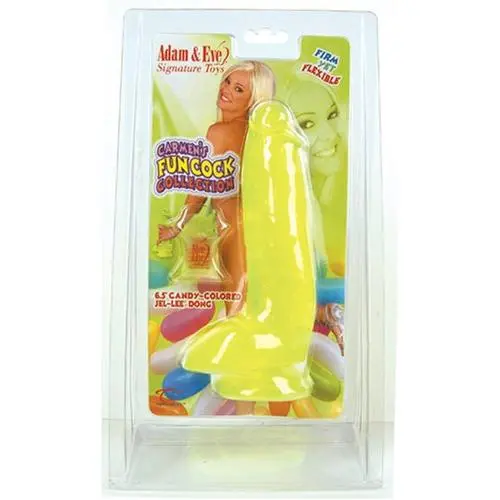 Adam & Eve Carmens Fun Dildo, 6.5" Jel-Lee Yellow Adam & Eve Carmens Fun Dildo, 6.5" Jel-Lee Yellow