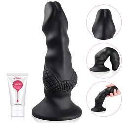 Liquid Silicone Dildo with Suction Cup for Hands-free Play,UTIMI Realistic Snake Head Dong Animal Dildo Black,1 Water-Based Lube,7.1 Inch