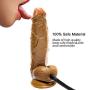 Inflatable Dildo with Suction Cup,Huge Dildo Anal Vaginal Stimulation,Testicles and Obvious Glans Female Sex Toy Create a Full Feeling Orgasms, Dong Max Insertable (Flesh Dildo)