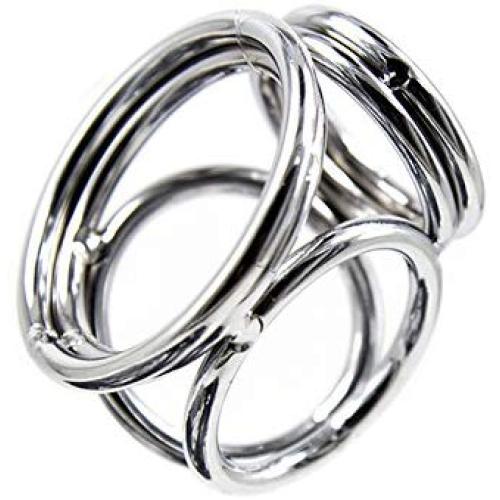 Adult Sex Toys For Men Cock Ring Male Chastity Device Stainless Steel Penis Rings Cock Cage Delay Ejaculation Metal Cockring (L)