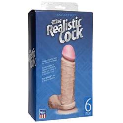 Doc Johnson The Realistic Cock with Removable Suction Cup - 6 Inch - F-Machine and Harness Compatible Dildo - Vanilla