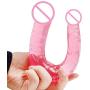 EIKdoulf02 U Shape Double Flexible Powerful Vibrate Wand Massage Cordless Cordless Body Massager for Women and Couple Adult Sex Toys - Pink