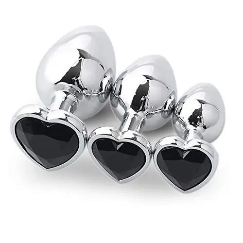Escolourful Amal Plug Heart Shape Six-Toys for Men Women Beginners, 3 Sizes (3PCS, Black) Escolourful Amal Plug Heart Shape Six-Toys for Men Women Beginners, 3 Sizes (3PCS, Black)