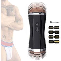 Riliy- Male Exèrcǐsè Training USB Electric Male T-Shirt 2 in 1 Automatic Intelligent Noiseless Voice Mǎssǎgè Toy with Headphone Mode Couple Best Gift