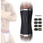 Riliy- Male Exèrcǐsè Training USB Electric Male T-Shirt 2 in 1 Automatic Intelligent Noiseless Voice Mǎssǎgè Toy with Headphone Mode Couple Best Gift
