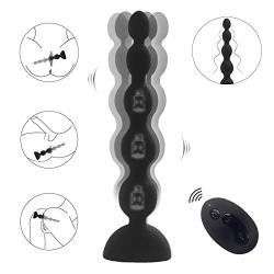 Vibrating Prostate Massager Anal Beads Butt Plug 10 Stimulation Patterns 3 Speeds for Wireless Remote Control Anal Pleasure Anus Sex Toy for Men, Woman & Couples