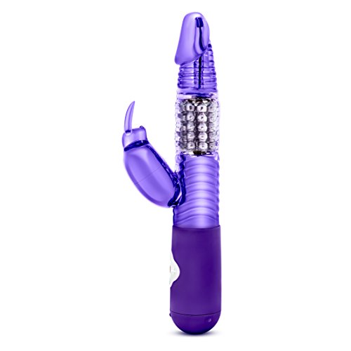 7 Vibrating Functions Luxury Soft Rotating Beads Rabbit Vibrator - Clitoral G Spot Dual Stimulator - Ribbed Textured Shaft - Waterproof - Sex Toy for Women - Sex Toy for Couples (Purple)