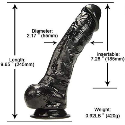 Realistic Black Womens 9.65 Inch Suction Cup Silicone Soft-ĎîLdɔ Toys Tiantianxuexi