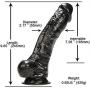 Realistic Black Womens 9.65 Inch Suction Cup Silicone Soft-ĎîLdɔ Toys Tiantianxuexi