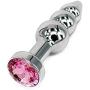 Metal Anal Trainer Butt Plug for Beginners, Eastern Delights 3 Beads Anal Sex Toy, Pink