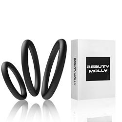 Beauty Molly Superior Silicon Penis Cock Ring Set Crings Erection Enhancing c-Ring for Men Adult Sex Toys, 3 Rings