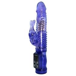 Vibrator for Women; Slim Line Passion Wave Vibrator Dildo with Clitoral Stimulation and Rotating Pearls in Head