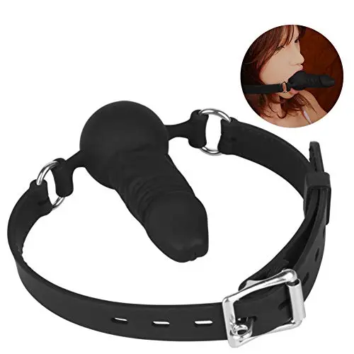 FST Silicone Realistic Dildo Gag with Ball, Adjustable Strap on Mouth Gag for SM (Black) FST Silicone Realistic Dildo Gag with Ball, Adjustable Strap on Mouth Gag for SM (Black)