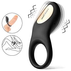 EROCOME Full Silicone Vibrating Sagitta Cock Ring - Waterproof Rechargeable Penis Ring Vibrator with 8 Modes - Sex Toy for Male or Couples (Black)