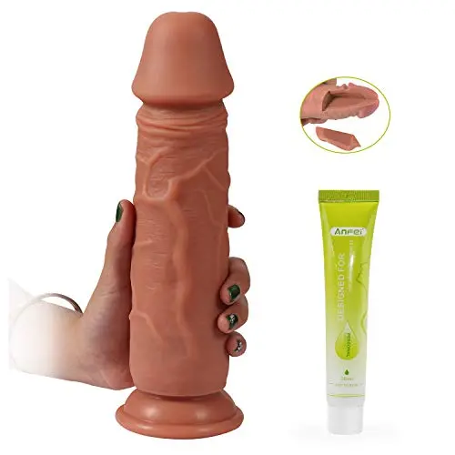 ANFEI Double Layered Silicone Large Size Dildo, Hyper Realistic Premium Penis Sex Toys with Suction Cup(No Eggs,Total 24cm,Width 5.57cm) ANFEI Double Layered Silicone Large Size Dildo, Hyper Realistic Premium Penis Sex Toys with Suction Cup(No Eggs,Total 24cm,Width 5.57cm)