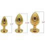 NewMaxer 3PCS Golden Stainless Steel Metal Anal Plug Diamonds Metal Plated Jeweled Sexy Anal Stopper