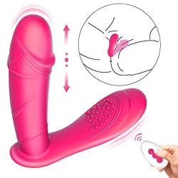 Wearable Vibrator Clitoris and G-Spot Stimulator Remote Control Waterproof Dildo Vibrator with Dual Motor 10 Vibration Modes Silicone Rechargeable Clitoris Vagina Massager for Women Couples Fun