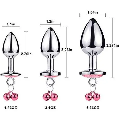 LSDFMLM-9L 3 Piece Pink Jewelry Hypoallergenic Stainless Steel Bell Products with Chain for Cou-ples