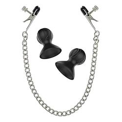 Metal Female Breast Clip, Comfortable Rubber Coated Clamps with Suction Cup fit for Adult Game