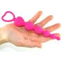 LoveI Anal Sex Toy Beads Butt Plug Valentine Heart Shaped Prostate Massager with Safe Pull Ring Handle Soft Carry Bag Unisex G Spot - Pink