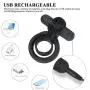 Vibrating Penis Ring with Tongue, Male Cock Ring & Clitoral G-Spot Bullet Vibrator Clitoris Stimulators Powerful Sex Toys for Couple Prolong Sexual Pleasure Rechargeable (Black)