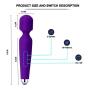 ZOYOL Personal Wand Massager, Cordless Wand Massager, Wireless Wand Massager Waterproof, Wireless Handheld Full Body Wand Massager with 50 Powerful Patterns for Back Neck Shoulder Legs Massage, Purple