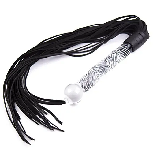 Romi Fetish Leather Whip with Glass Pleasure Wand with Ball Tip - Sex Toy for SM or Anal Sex/Masturbation Romi Fetish Leather Whip with Glass Pleasure Wand with Ball Tip - Sex Toy for SM or Anal Sex/Masturbation