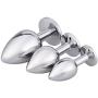 XKiss 3 Pcs Luxury Jewelry Design Fetish Stainless Steel Anal Butt Plug Fantasy Sex Restraints Bondage SM Large+Medium+Small Anal Stimulation Toy for Unisex Masturbation with Penis Ring(Pink)