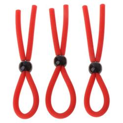 Dayloveme 3pcs Adjustable Co Ckring Set for Sex for Men, One Ring Loops Red