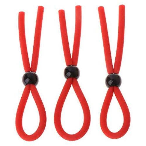 Dayloveme 3pcs Adjustable Co Ckring Set for Sex for Men, One Ring Loops Red