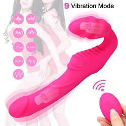 YEVIOR Double-end Strapless Wearable Dildo for Lesbian, 9 Speed Remote Control G-spot Vibrator Sharing Sex Toy for Women Couples