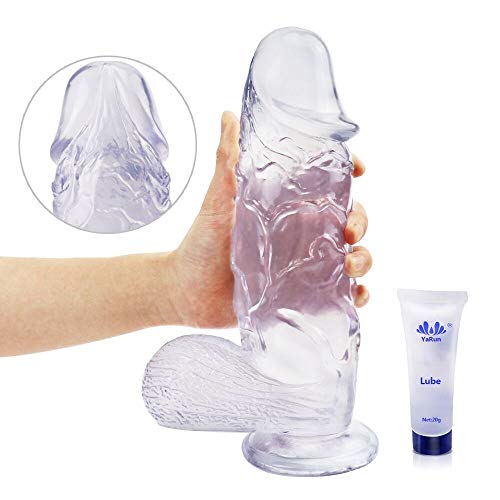 Huge Dildo XXL with Testicles and Obvious Glans, Sex Toy with Powerful Suction Cup for Pure Pleasure, You Can Get Into Intense Orgasm,Transparent