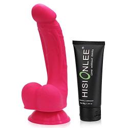 8" Dildo with Suction Cup Base Fake Penis Sex Toy with Balls for Vaginal G Spot and Adult Toys for Women (Rose)