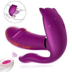 Wearable Heating G-Spot Vibrator Remote Control Clitoris G-Spot and Anus Triple Massager Waterproof Female Masturbation Dildo Vibrating Wand Rechargeable Vagina Stimulate Butterfly Vibrator