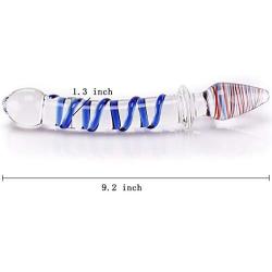 Crystal Glass Pleasure Wand Dildo Penis - AKStore - Blue Realistic Spiral