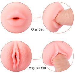 Male Masturbator Cup-Allovers Pocket Pussy Masturbation Stroker with 3D Realistic Vagina and Sexy Mouth 2 in 1 Adult Sex Toys for Intense Stimulation，Any Size Masturbation