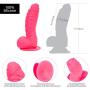 Pure Love 7 Inch Silicone Dildo with Suction Cup, Ribbed Neon Pink Dong, Adult Sex Toy, Fantasy Non-Realistic Dildo