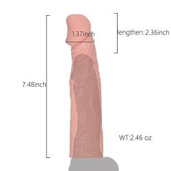 Soft Silicone Penis Extender Enlarger Sleeve Condom Sexual Delay Ejaculation Toy for Men(7.5inch)