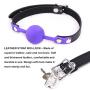 RYOZOCH SM Silicone Ball Gag with Lock Leather Strap BDSM Adult Sex Toys Bondage Kit Restraints Play (1.5in Ball, Purple+Black)