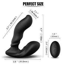 Prostate Massager Vibrator, 9 Speed Silicone Vibrating Anal Plug Male G Spot Vibrator 3 in 1 Prostate Stimulator with 2 Intense Motors and Remote Control