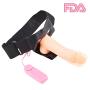 Y-Not Realistic Wearable Strap On Harness Pegging Play Set with Long Silicone Dildo Hollow Penis Adjustable Vibrating Masturbator for Female Male Couple G Spot Anal Sex