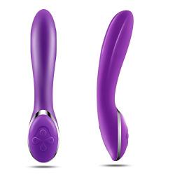 Silicone G-Spot Vibrator - 12 Modes Waterproof Heat Massager, Curved Stimulator Magic Wand - Purple