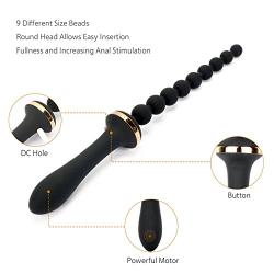 IMO Vibrating Anal Plug and Silicone Anal Beads Anal Chain - Healthy Vibes G-spot Vibrator Prostate Massager - Rechargeable & Waterproof - for Men, Women or Couples (Black)