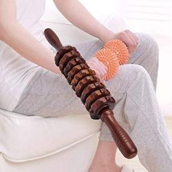 K- Planet Wooden Nine-Wheel Massager Leg Roller Massage Fitness Massage Massage Stick for Cramping Pain Tightness Relief Helps Legs Back Recovery Tools