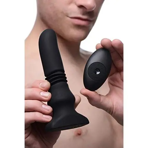 Thunderplugs Silicone Vibrating and Thrusting Plug with Remote Control, Black, 1 Count Thunderplugs Silicone Vibrating and Thrusting Plug with Remote Control, Black, 1 Count