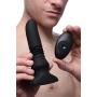 Thunderplugs Silicone Vibrating and Thrusting Plug with Remote Control, Black, 1 Count